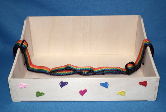 Holz Bauchladen hell mit Schmetterlingen