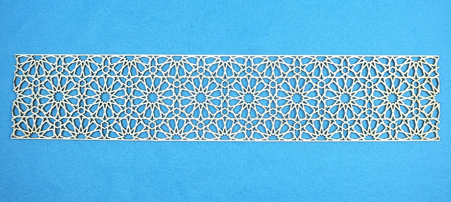 Holzfries Wanddeko Ornament Bordüre Laserzuschnitt Holz Zierteil Möbel 50 cm x 10 cm