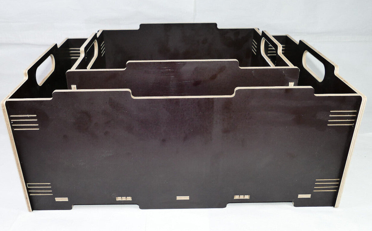 Holz Kiste schwarz/braun Stapelbox Aufbewahrungsbox Lagerbox