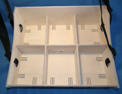 Großer Holz Bauchladen hell mit 6 Fächern