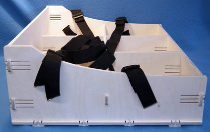 Großer Holz Bauchladen hell mit 6 Fächern