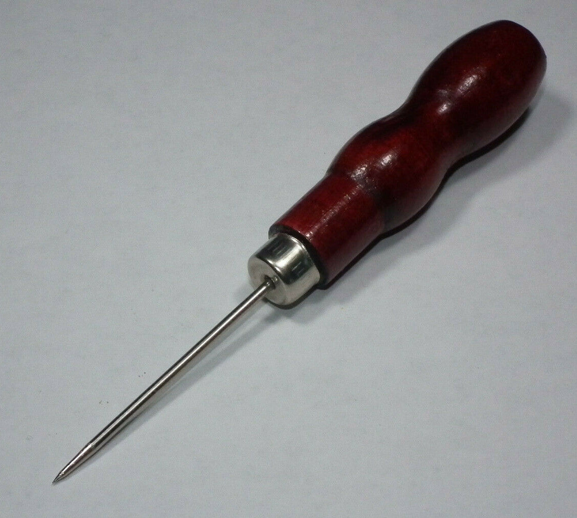 Vorstecher Ahle Schneiderahle Stoffahle Lederahle Locher 12,5 cm lang mit Holzgriff dunkel