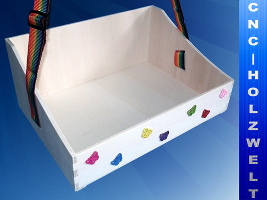 Holz Bauchladen hell mit Schmetterlingen