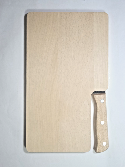 Camping Brotzeitbrett Frühstücksbrett mit Messer aus Buchenholz 26 x 15,5 cm