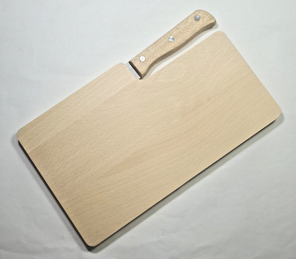 Camping Brotzeitbrett Frühstücksbrett mit Messer aus Buchenholz 26 x 15,5 cm