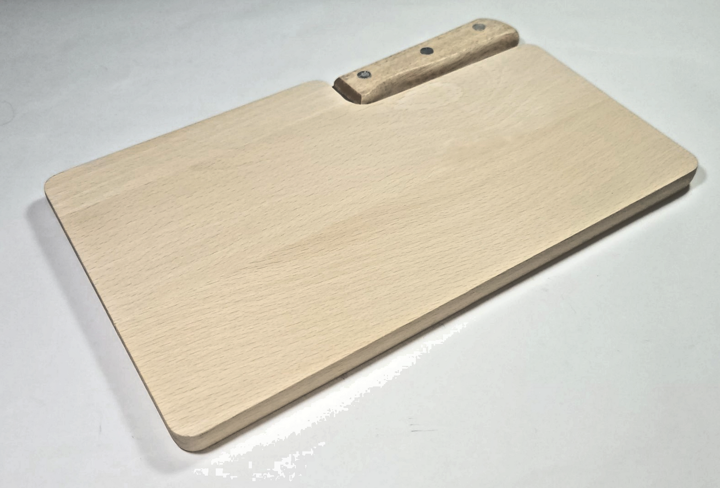 Camping Brotzeitbrett Frühstücksbrett mit Messer aus Buchenholz 26 x 15,5 cm