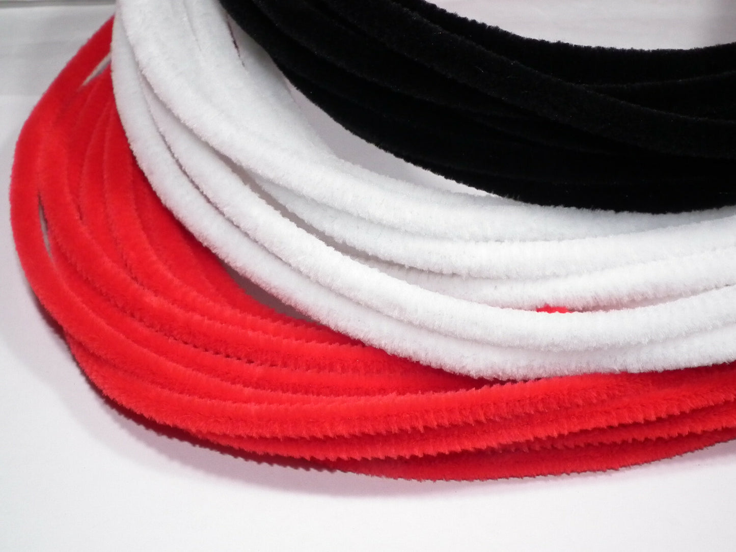 8mm Chenille Draht Biegeplüsch Pfeifenputzer rot weiß schwarz gelb 5 / 10 Meter