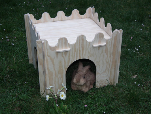 Praktisches großes Hasen Zwerg Kaninchen Haus / Burg zerlegbar aus Holz