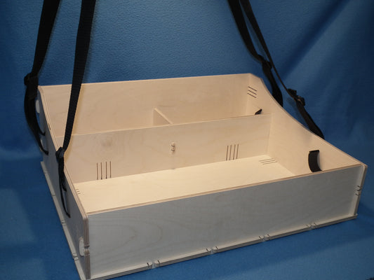 Großer Holz Bauchladen hell mit 3 Fächern