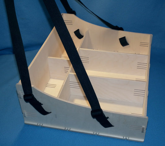 Großer Holz Bauchladen hell mit 5 Fächern