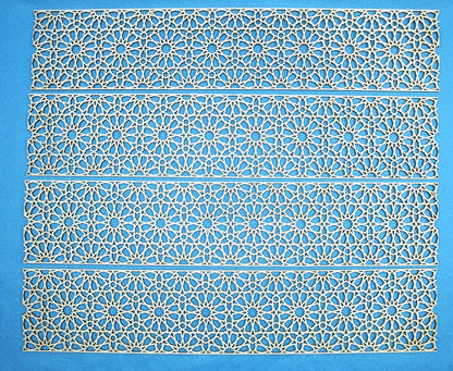 Holzfries Wanddeko Ornament Bordüre Laserzuschnitt Holz Zierteil Möbel 50 cm x 10 cm