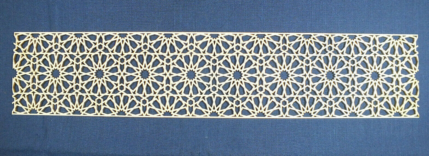 Holzfries Wanddeko Ornament Bordüre Laserzuschnitt Holz Zierteil Möbel 50 cm x 10 cm