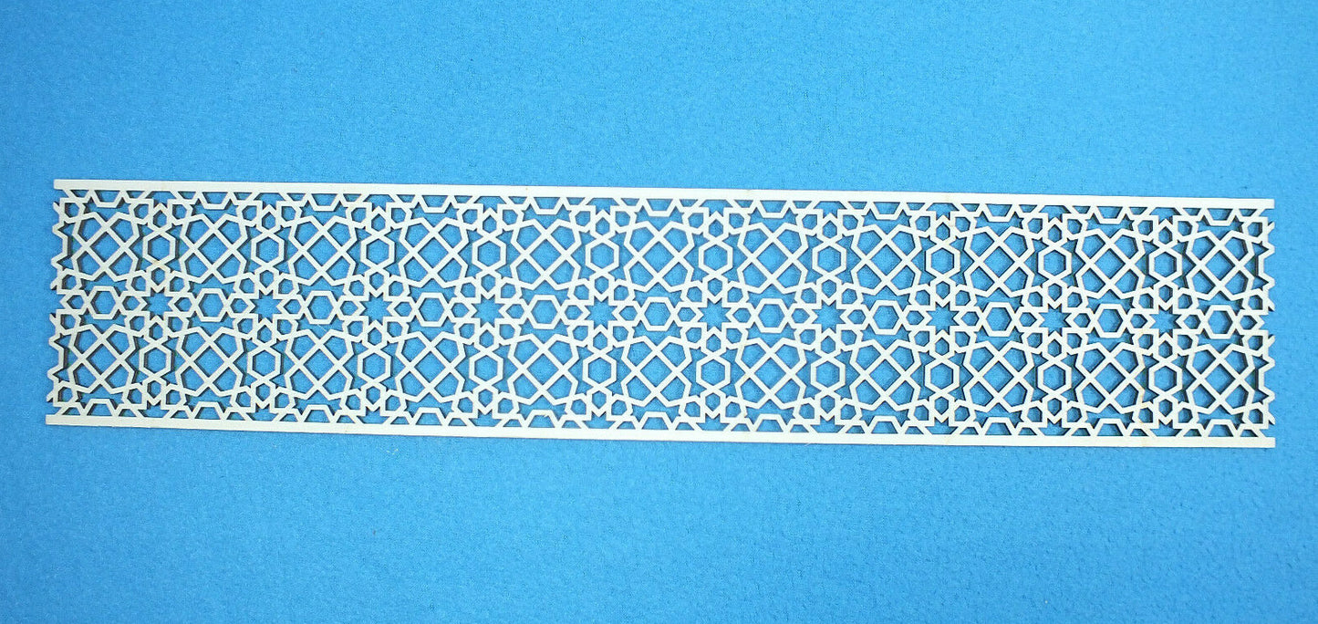 Holzfries Wanddeko Ornament Bordüre Laserzuschnitt Holz Zierteil Möbel 50 cm x 10 cm