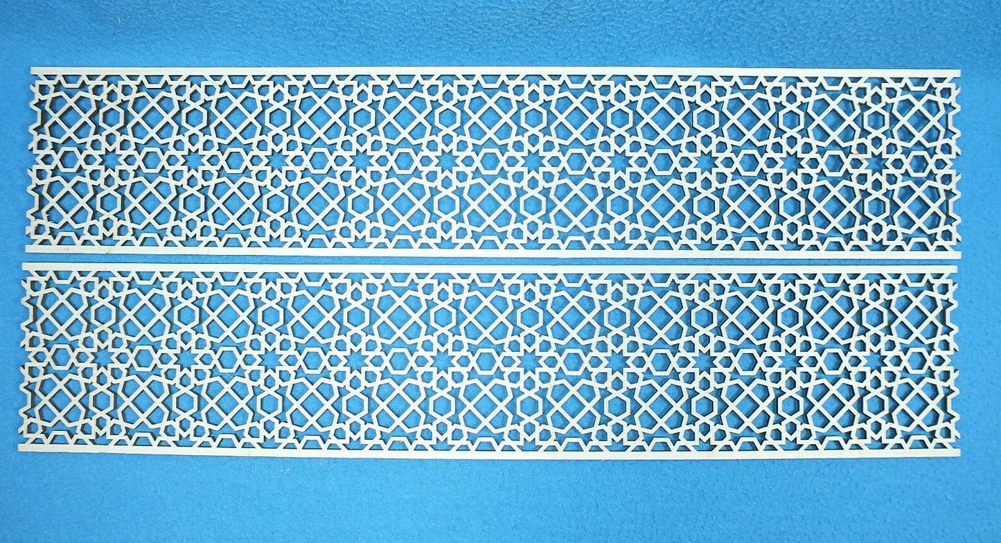 Holzfries Wanddeko Ornament Bordüre Laserzuschnitt Holz Zierteil Möbel 50 cm x 10 cm