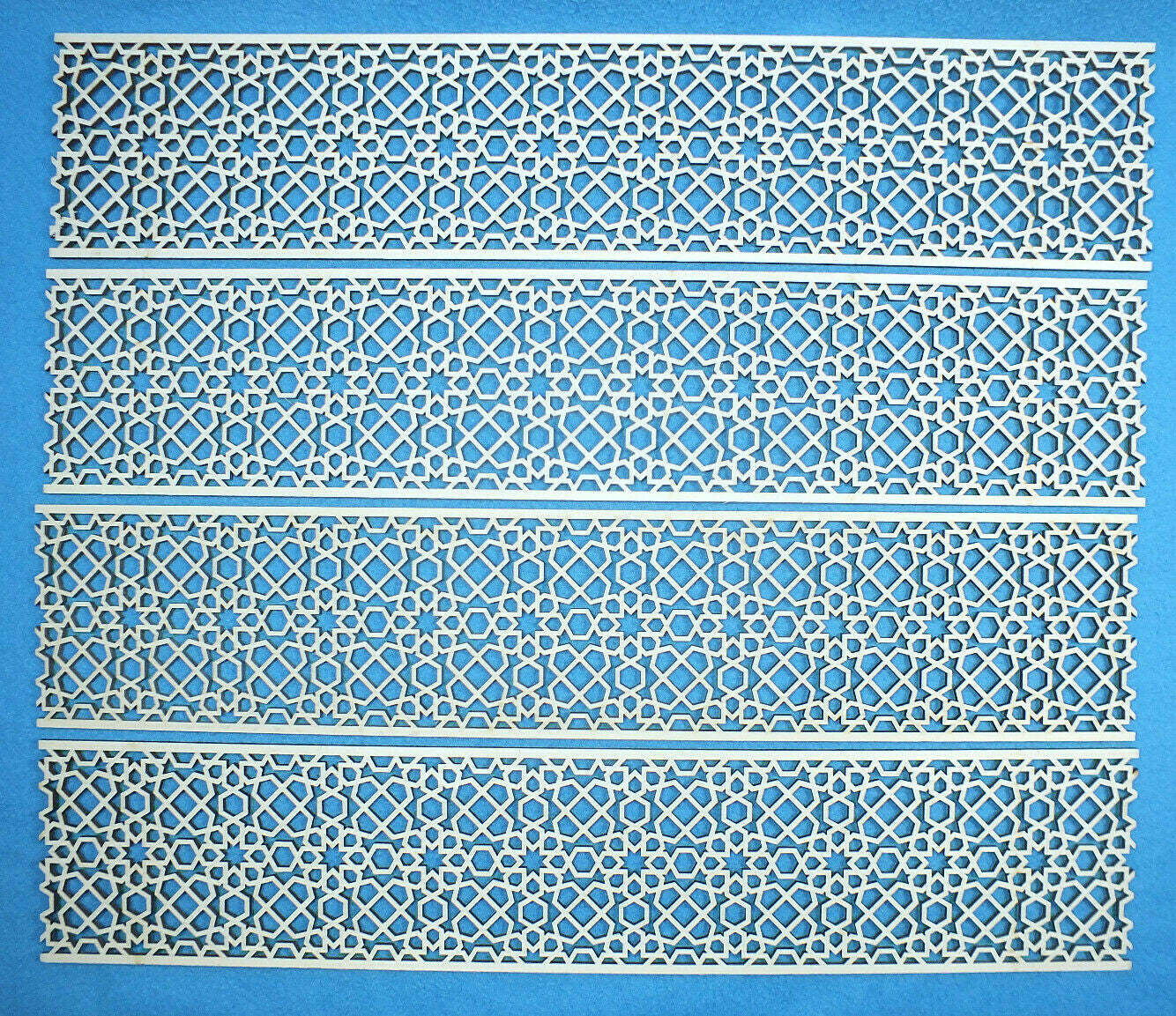 Holzfries Wanddeko Ornament Bordüre Laserzuschnitt Holz Zierteil Möbel 50 cm x 10 cm