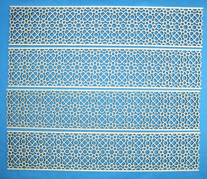 Holzfries Wanddeko Ornament Bordüre Laserzuschnitt Holz Zierteil Möbel 50 cm x 10 cm