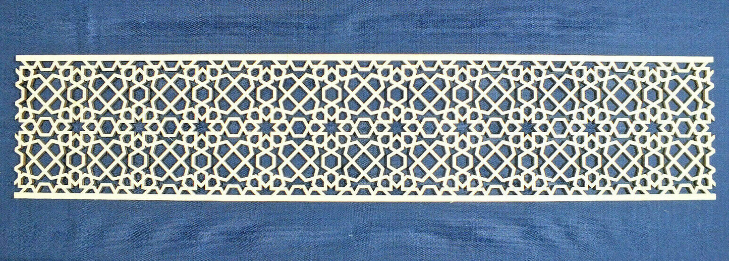 Holzfries Wanddeko Ornament Bordüre Laserzuschnitt Holz Zierteil Möbel 50 cm x 10 cm