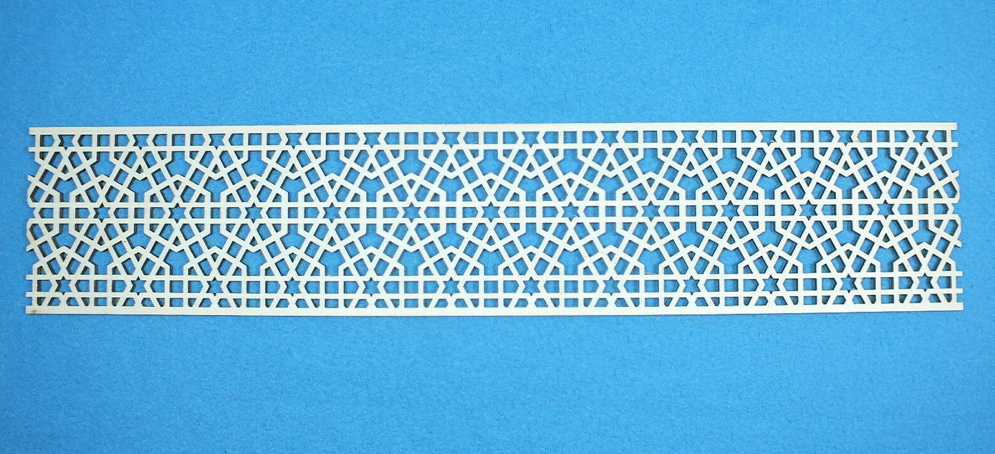 Holzfries Wanddeko Ornament Bordüre Laserzuschnitt Holz Zierteil Möbel 50 cm x 10 cm