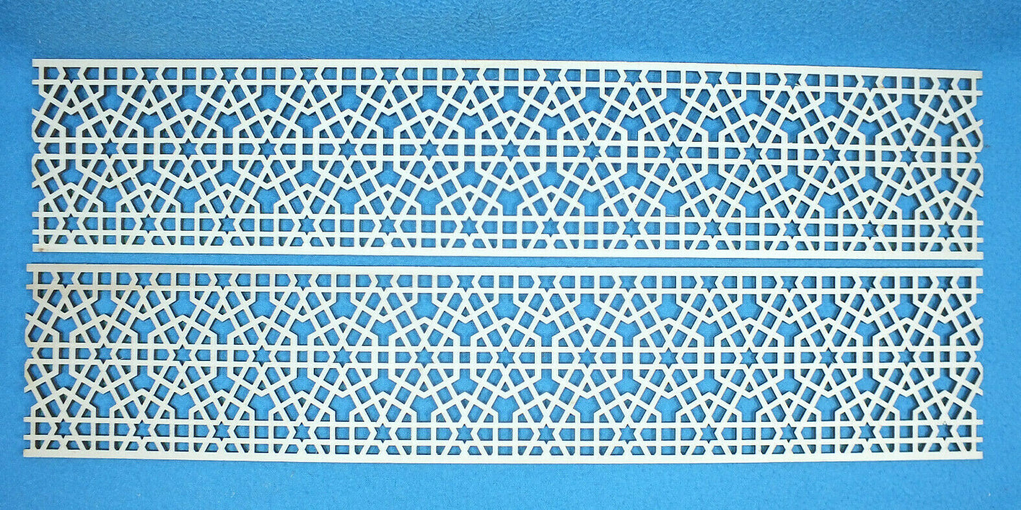 Holzfries Wanddeko Ornament Bordüre Laserzuschnitt Holz Zierteil Möbel 50 cm x 10 cm