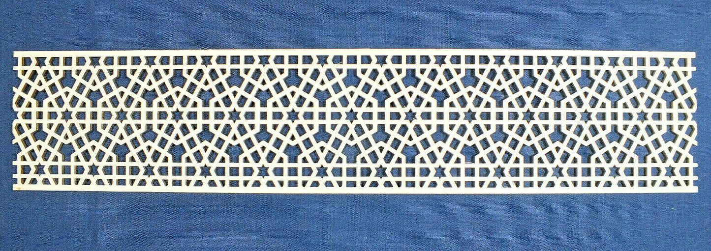 Holzfries Wanddeko Ornament Bordüre Laserzuschnitt Holz Zierteil Möbel 50 cm x 10 cm