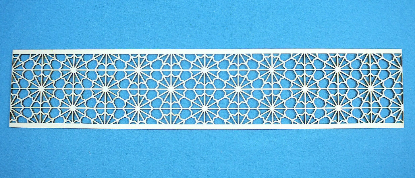 Holzfries Wanddeko Ornament Bordüre Laserzuschnitt Holz Zierteil Möbel 50 cm x 10 cm