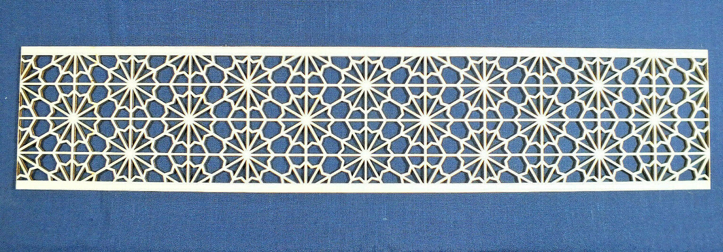 Holzfries Wanddeko Ornament Bordüre Laserzuschnitt Holz Zierteil Möbel 50 cm x 10 cm
