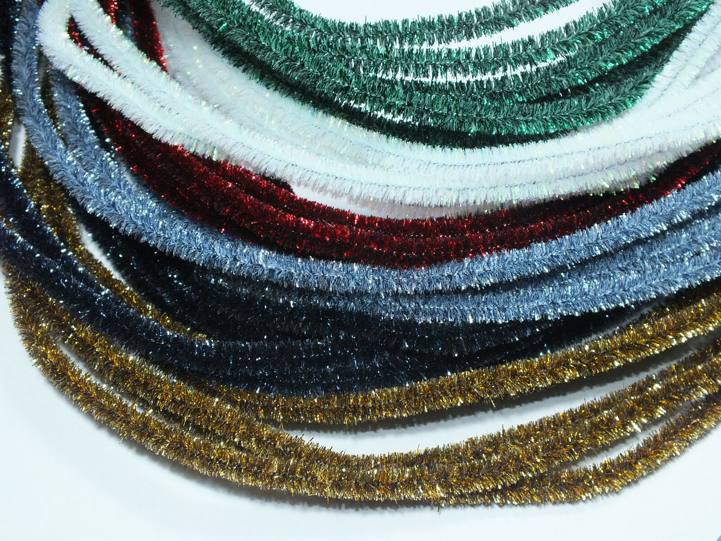 8mm Glitzer Chenille Draht 5 Meter Lurex rund Biegeplüsch Pfeifenputzer in 6 Farben