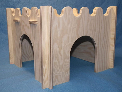 Praktisches Haus / Burg für Meerschweinchen Zwergkaninchen zerlegbar aus Holz