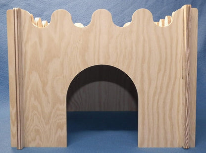 Praktisches Haus / Burg für Meerschweinchen Zwergkaninchen zerlegbar aus Holz