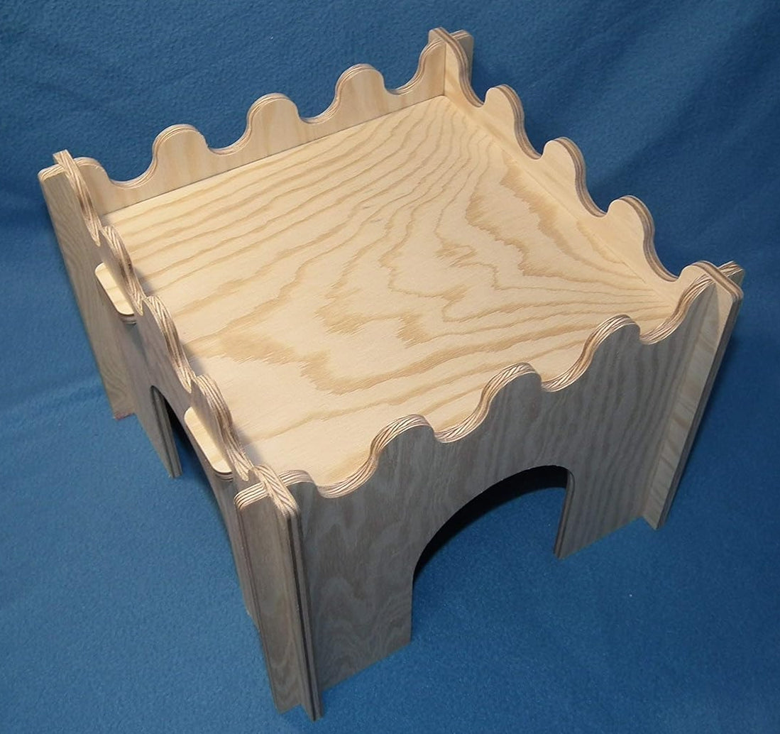 Praktisches Haus / Burg für Meerschweinchen Zwergkaninchen zerlegbar aus Holz