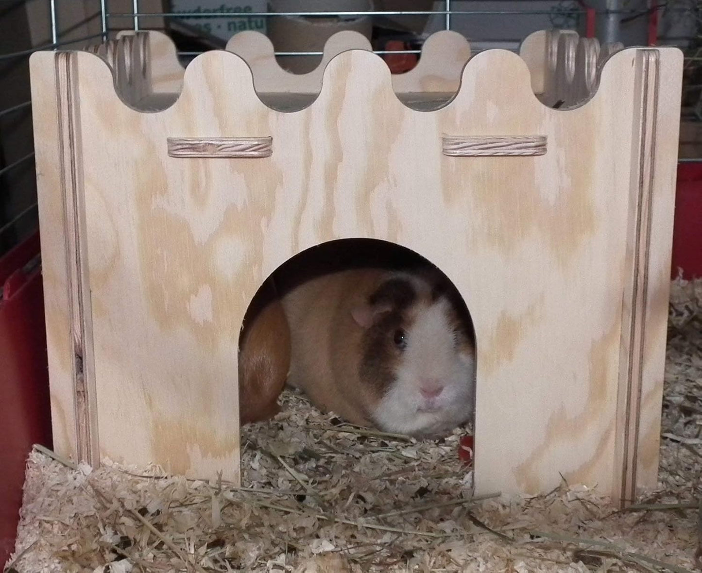 Praktisches Haus / Burg für Meerschweinchen Zwergkaninchen zerlegbar aus Holz