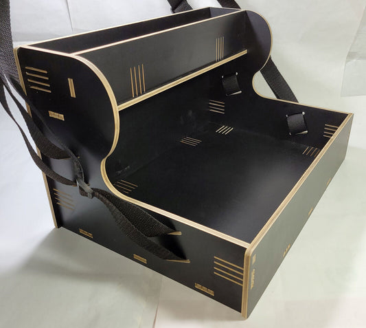 Nostalgie Holz Bauchladen schwarz/braun mit Oberlade