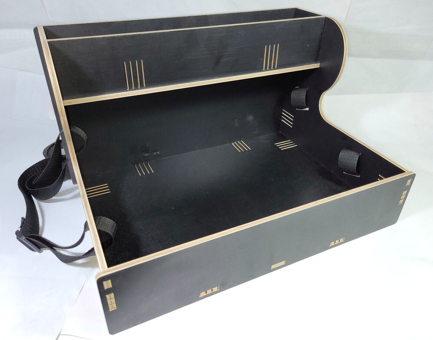 Nostalgie Holz Bauchladen schwarz/braun mit Oberlade