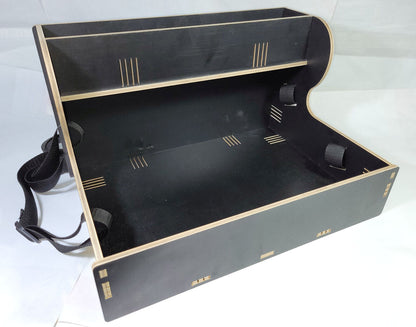 Nostalgie Holz Bauchladen schwarz/braun mit Oberlade