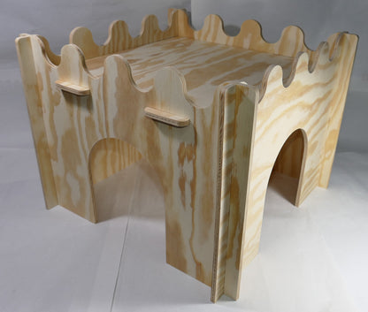 Praktisches großes Hasen Zwerg Kaninchen Haus / Burg zerlegbar aus Holz