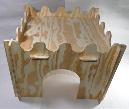 Praktisches großes Hasen Zwerg Kaninchen Haus / Burg zerlegbar aus Holz