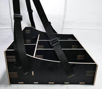 Großer Holz Bauchladen schwarz/braun mit 5 Fächern