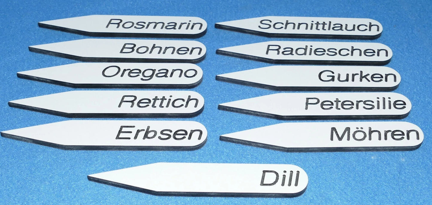 Kräuterstecker Pflanzenschild aus Hartkunststoff 15 cm graviertes Pflanzenetikett