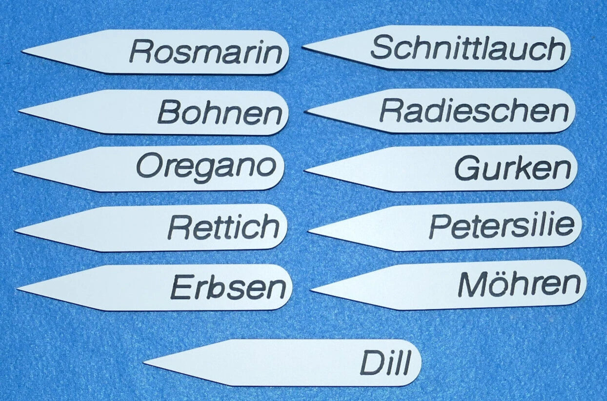 Kräuterstecker Pflanzenschild aus Hartkunststoff 15 cm graviertes Pflanzenetikett