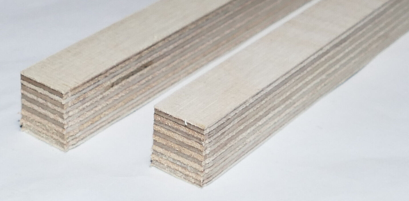 2 x Holzstab Multiplex Birke 1,8 cm stark 47,7 cm x 1,5 cm breit Holz Leisten