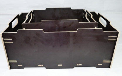 Holz Kiste schwarz/braun Stapelbox Aufbewahrungsbox Lagerbox