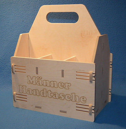 Männer Handtasche Bierträger Holz Flaschenträger Flaschenhalter 6 Flaschen 0,5l