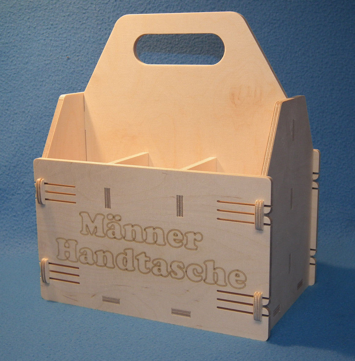 Männer Handtasche Bierträger Holz Flaschenträger Flaschenhalter 6 Flaschen 0,5l