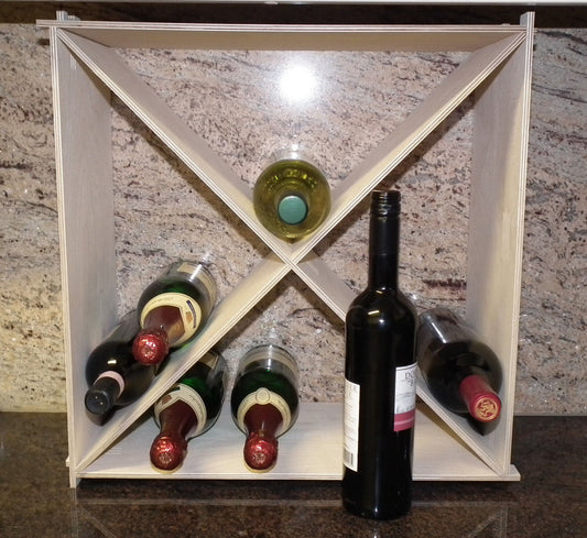 Weinregal 50 cm x 50 cm mit X stapelbar stabiles Multiplex Holz naturbelassen