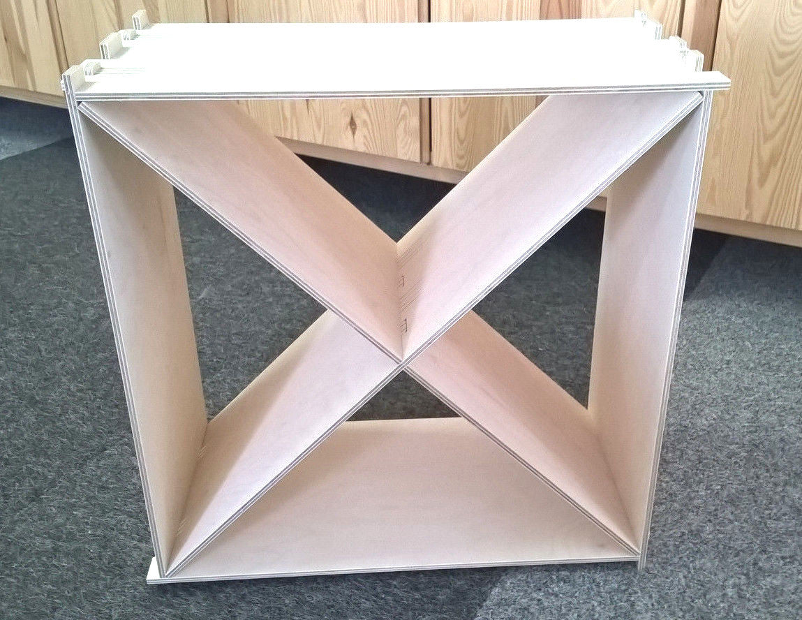 Weinregal 50 cm x 50 cm mit X stapelbar stabiles Multiplex Holz naturbelassen