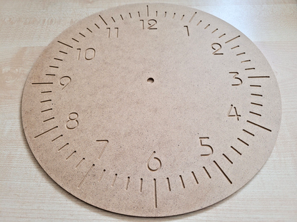 Holz Zifferblatt DIY Wanduhr MDF 3 mm stark, graviert