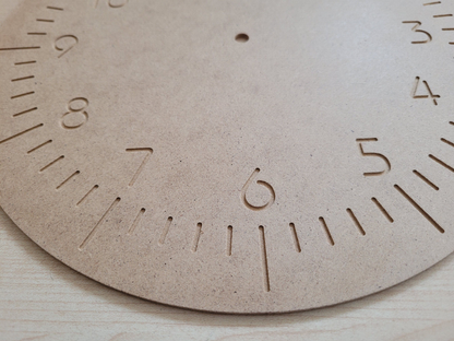 Holz Zifferblatt DIY Wanduhr MDF 3 mm stark, graviert